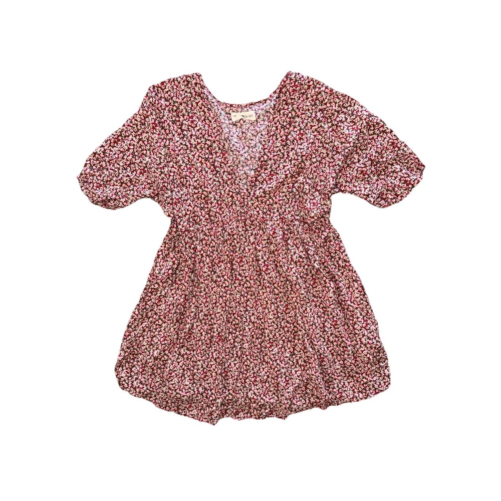 Natural Life Stella Pocket Ditsy Red Floral Mini Loose Dress Ladies Size XS/S